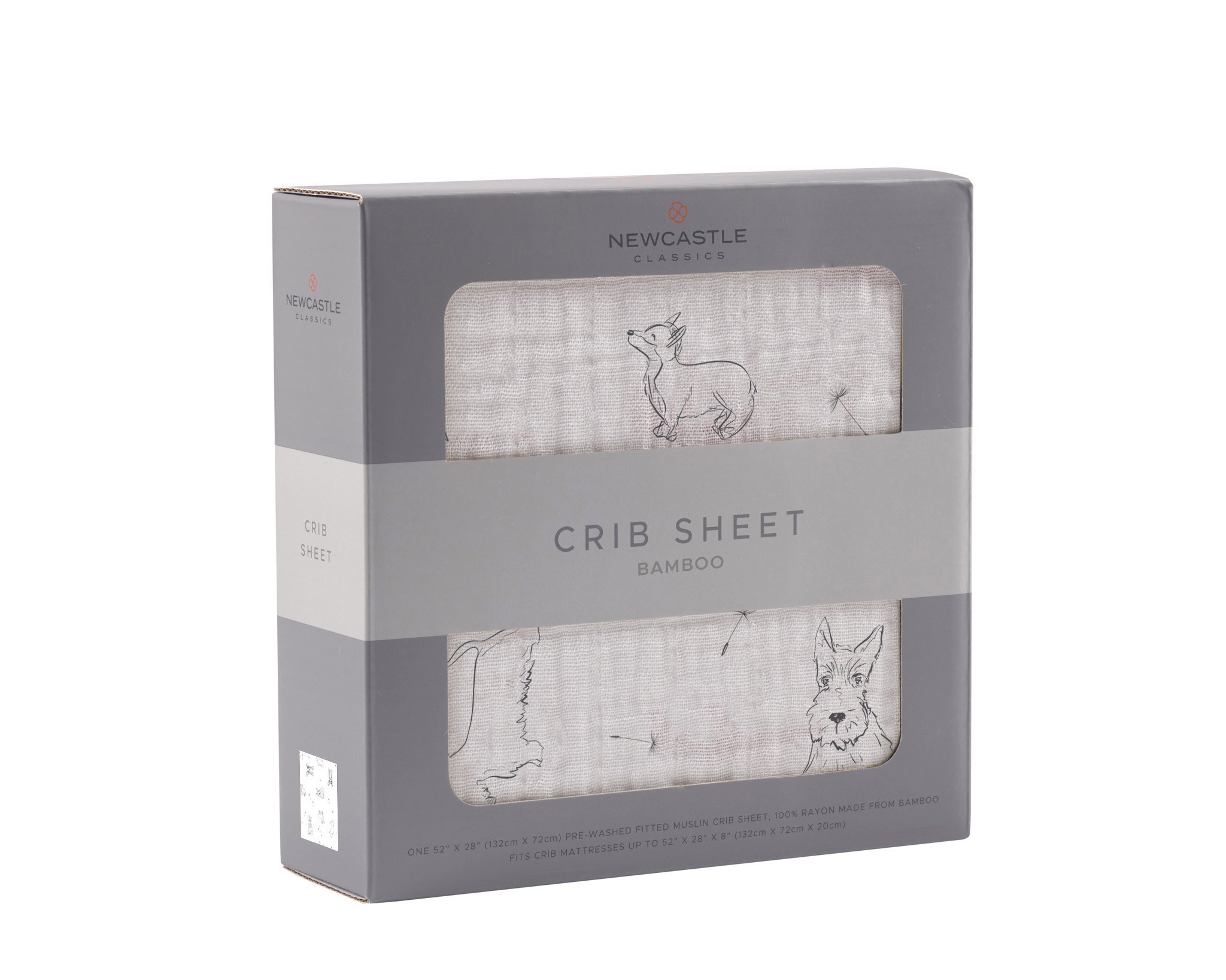 Corgi Bamboo Muslin Crib Sheet in a crib, showcasing its soft texture and breathable fabric.