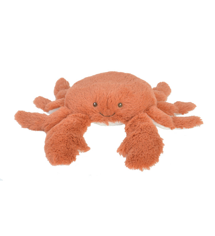 A vibrant orange plush crab named Crab Chris #2 by Happy Horse, featuring a soft body and friendly design, perfect for cuddling and imaginative play.