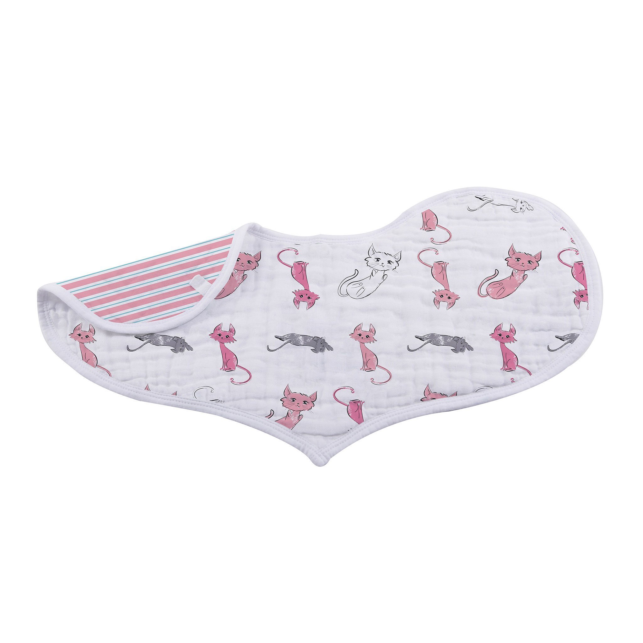 Dandelions Bamboo Heart Bib 2PK featuring soft bamboo muslin fabric with a stylish heart design and snap closure.