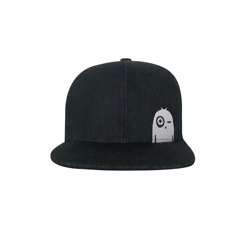 Adult denim snapback hat with adjustable snapback fastening, made from soft cotton, perfect for casual wear.