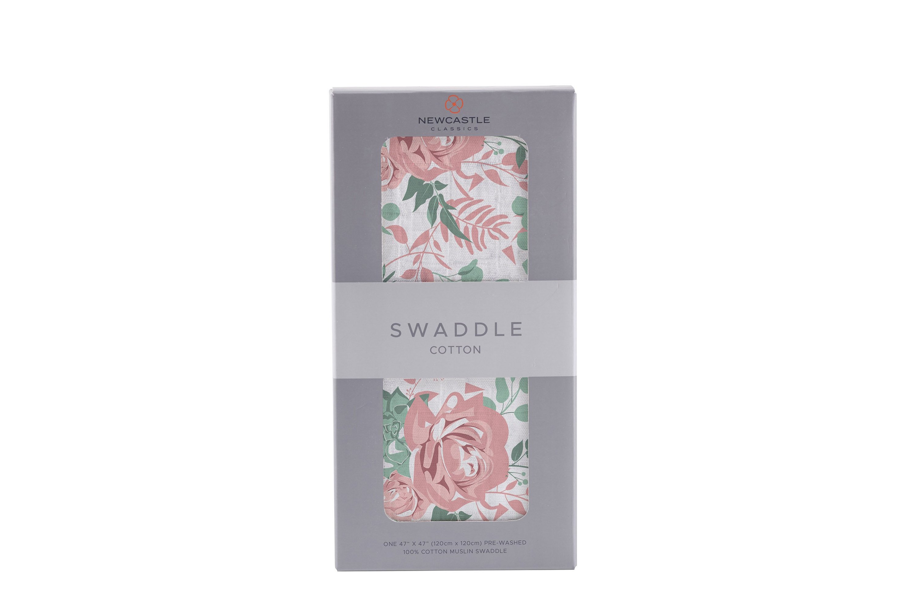 Desert Rose Swaddle made of soft, breathable 100% natural cotton muslin, featuring a beautiful floral design.