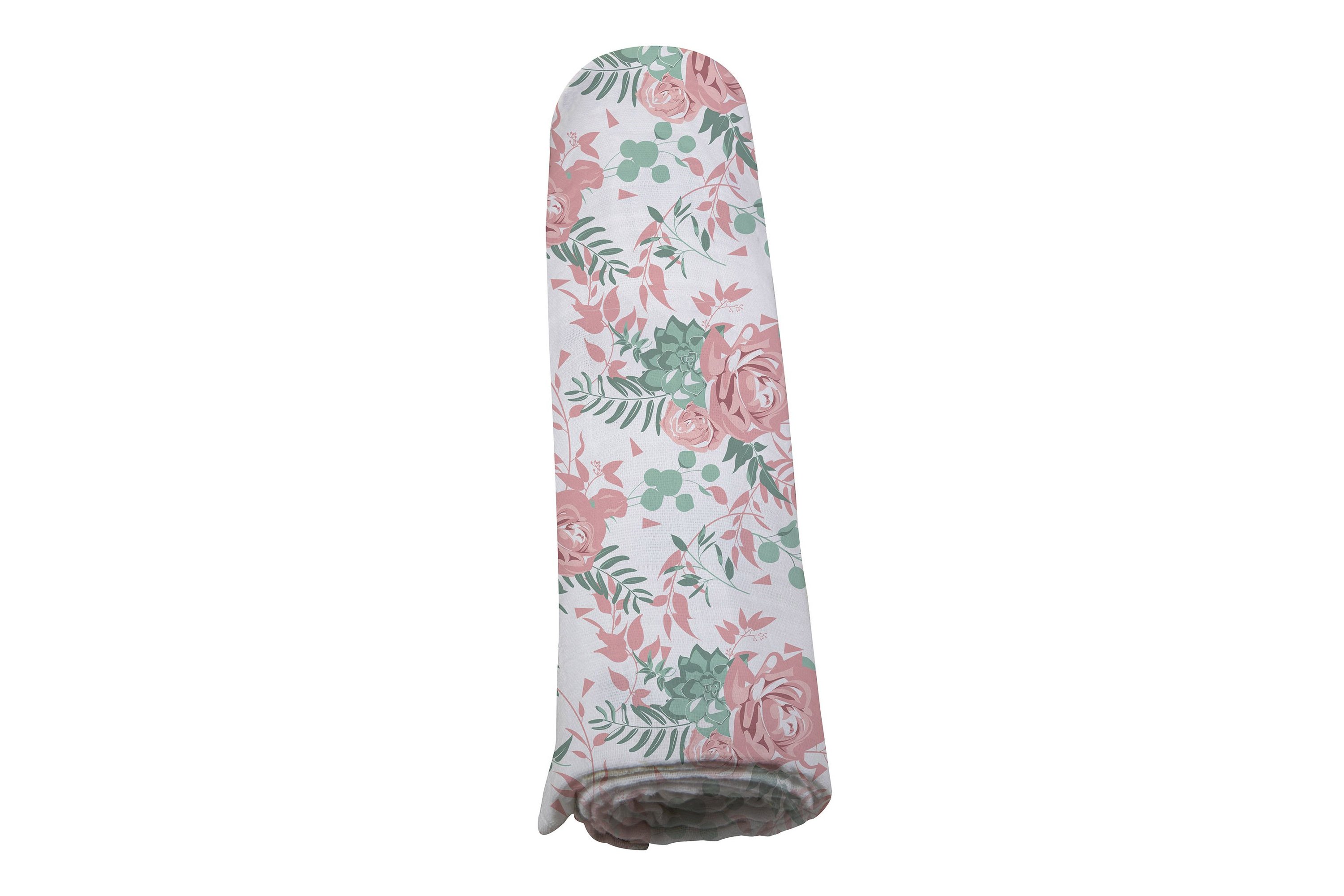 Desert Rose Swaddle made of soft, breathable 100% natural cotton muslin, featuring a beautiful floral design.