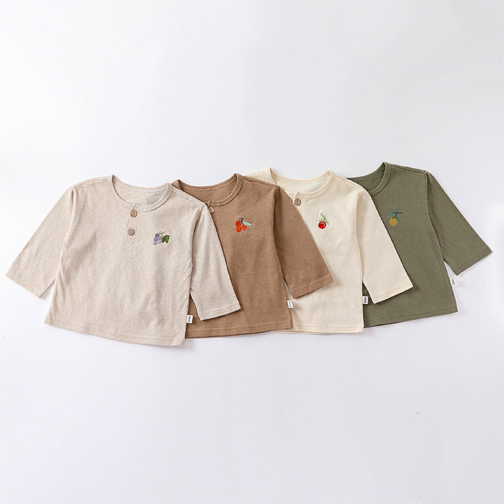 Embroidered Pattern Simple Style Soft Cotton Shirt in various colors for babies, showcasing its soft fabric and stylish design.