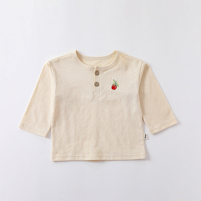 Embroidered Pattern Simple Style Soft Cotton Shirt in various colors for babies, showcasing its soft fabric and stylish design.