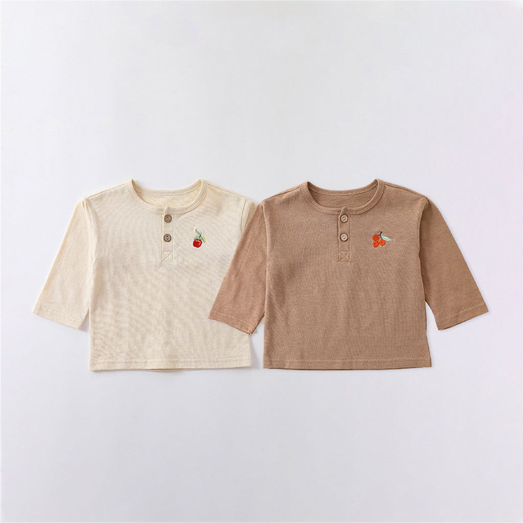 Embroidered Pattern Simple Style Soft Cotton Shirt in various colors for babies, showcasing its soft fabric and stylish design.