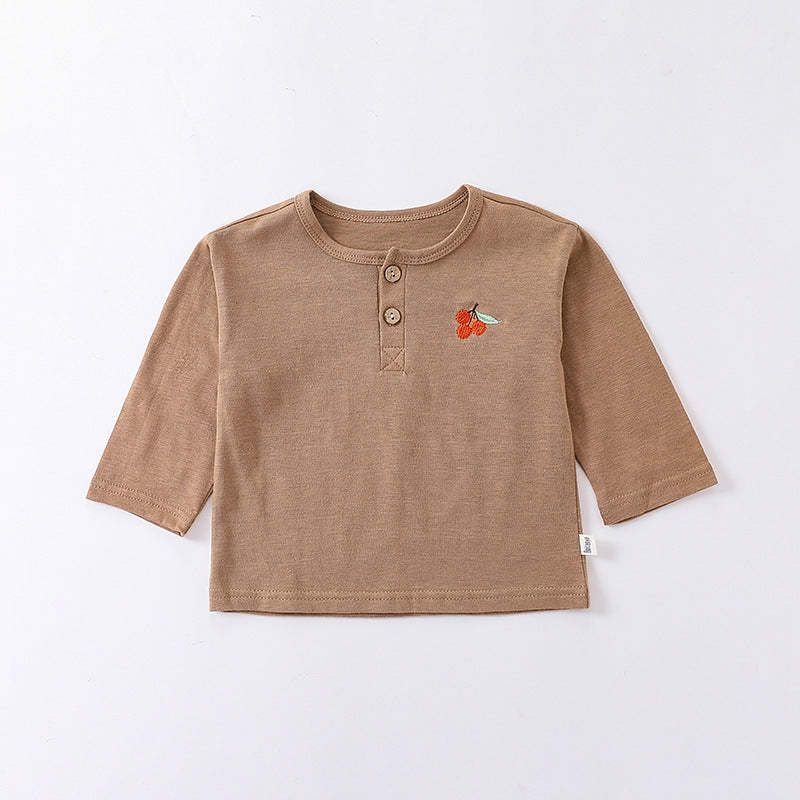 Embroidered Pattern Simple Style Soft Cotton Shirt in various colors for babies, showcasing its soft fabric and stylish design.