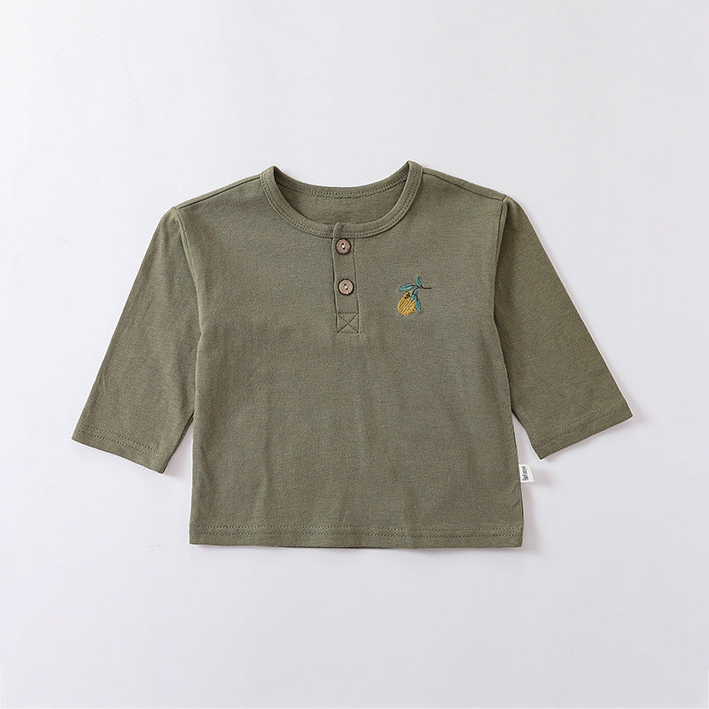 Embroidered Pattern Simple Style Soft Cotton Shirt in various colors for babies, showcasing its soft fabric and stylish design.