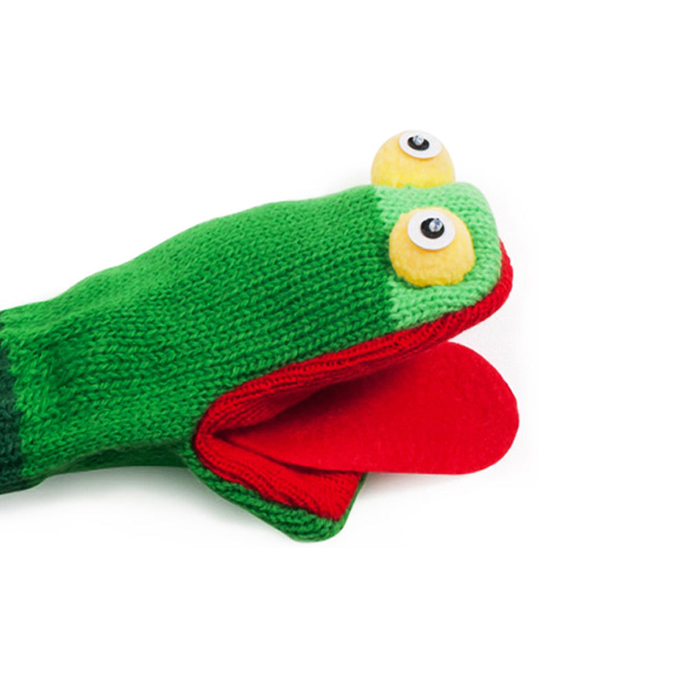 Kidorable Frog Mittens featuring playful frog design with bulging eyes and tongue, perfect for kids' imaginative play.