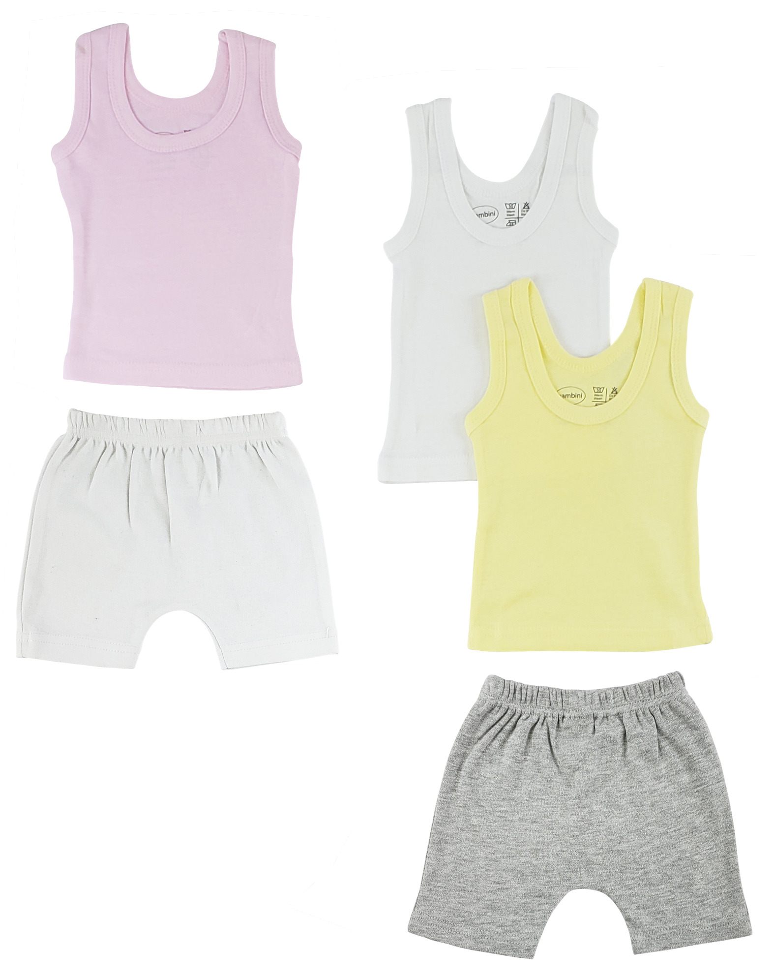 A collection of girls' sleeveless tank tops and cotton pants in various colors, showcasing their soft fabric and stylish design.