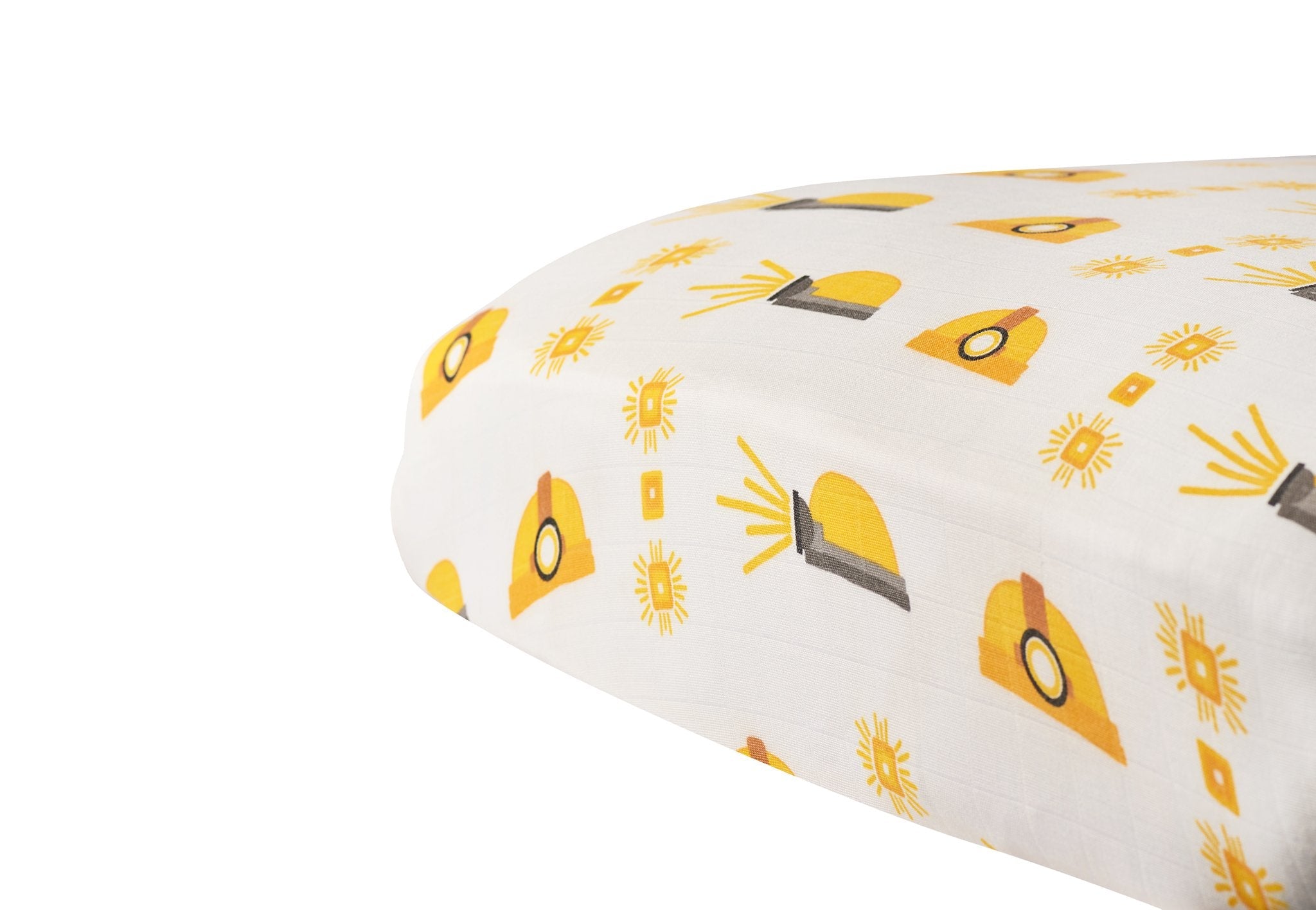 Soft and breathable Hard Hat Bamboo Muslin Crib Sheet in a nursery setting, designed for comfort and style.