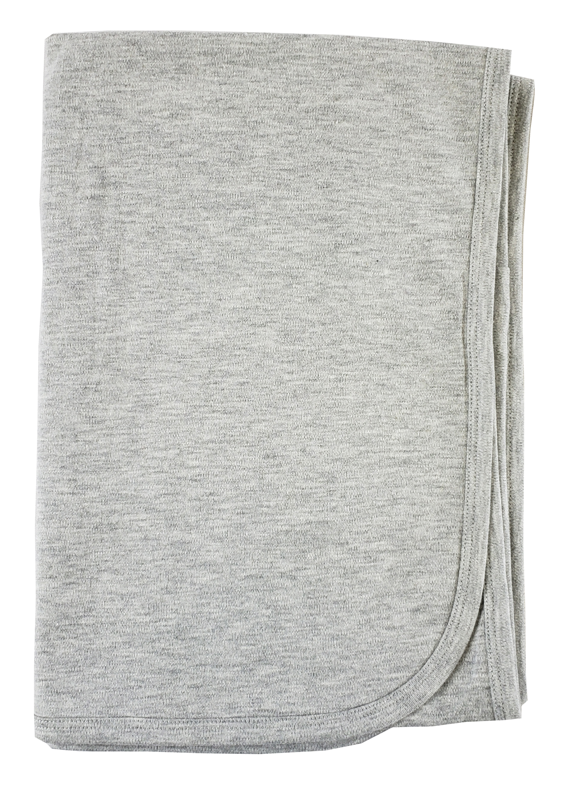 Heather Grey Cotton Receiving Blanket, soft and cozy, ideal for babies, featuring finished edges for durability.