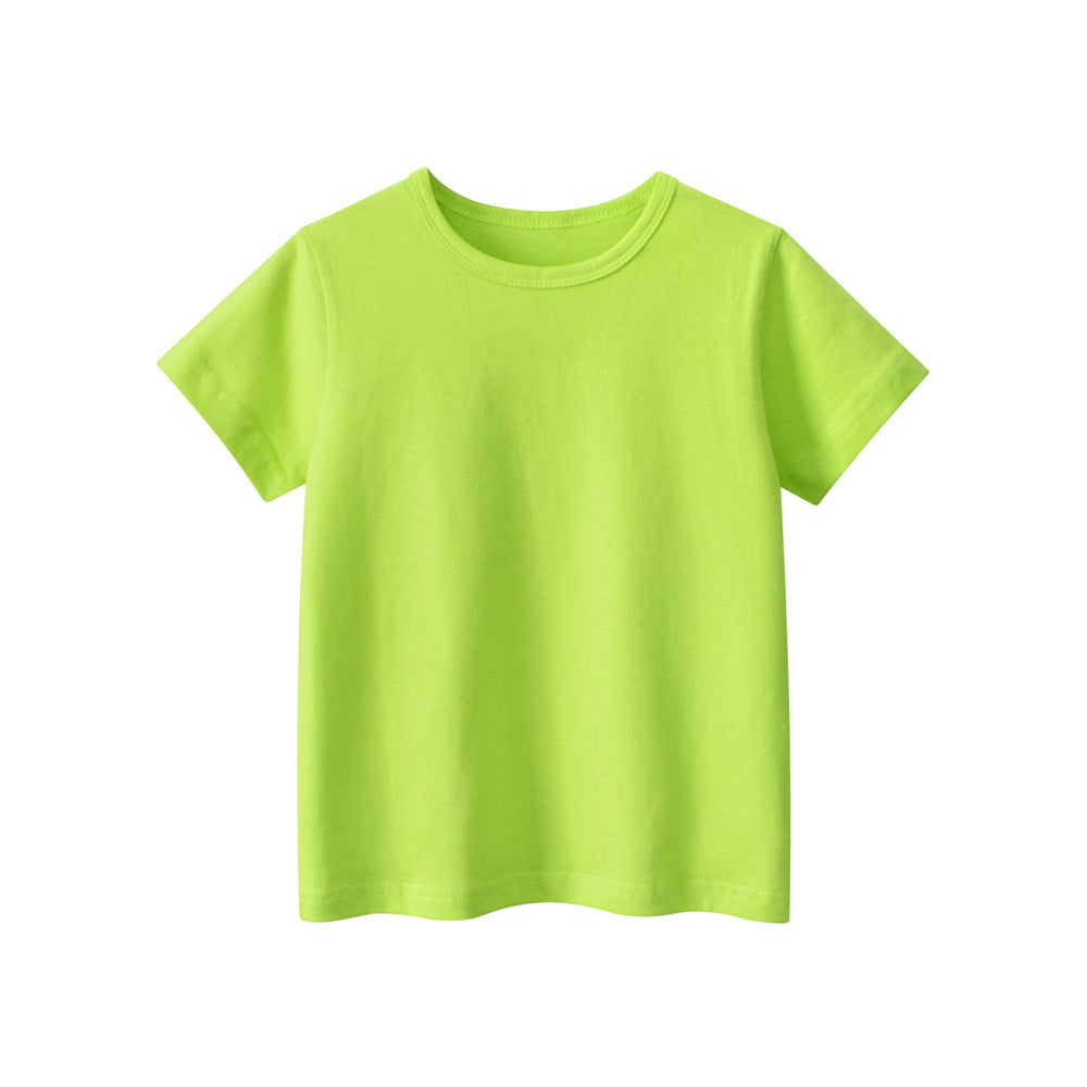 A vibrant solid green t-shirt for baby boys, made from soft cotton, perfect for summer wear.