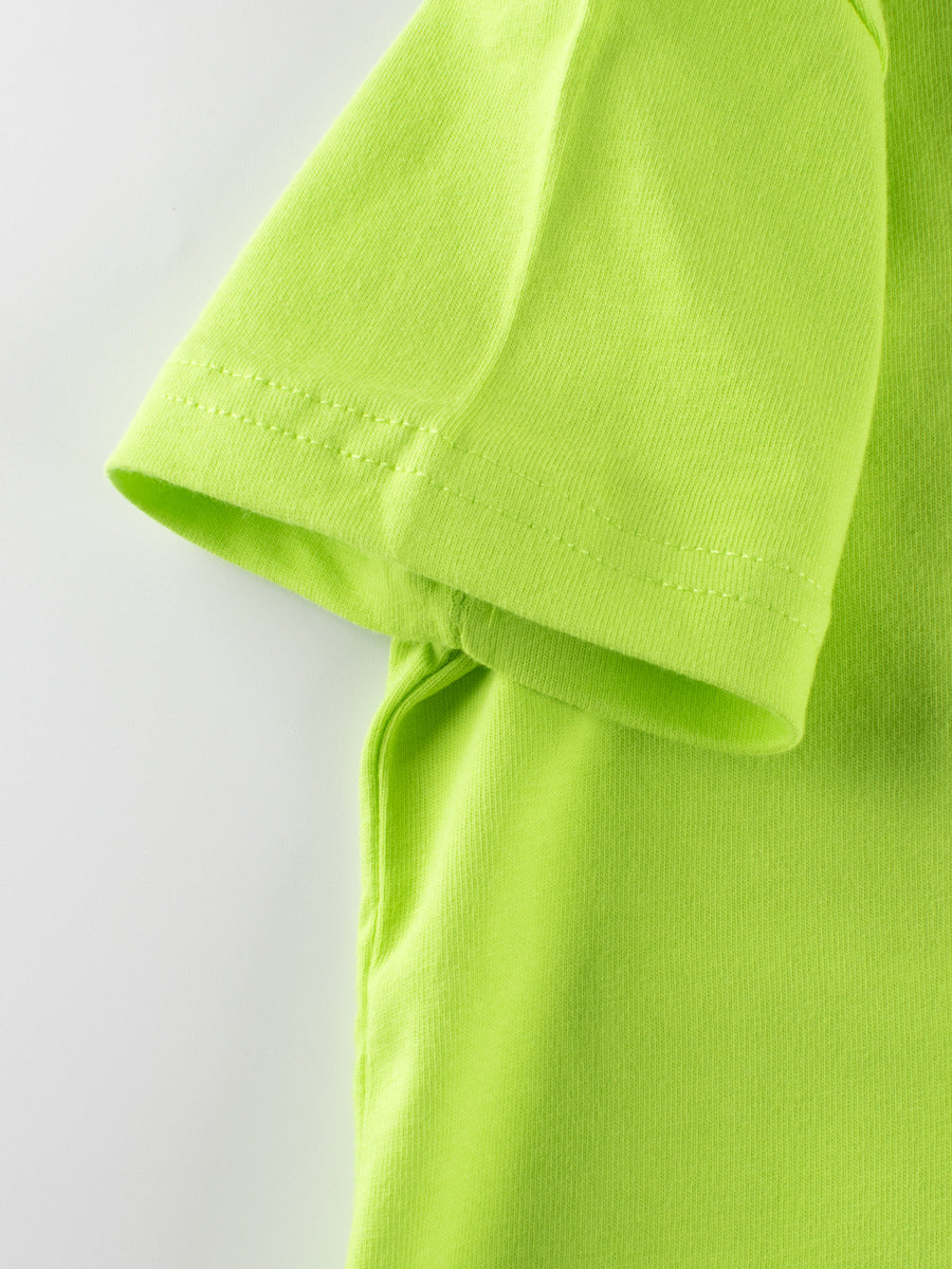 A vibrant solid green t-shirt for baby boys, made from soft cotton, perfect for summer wear.