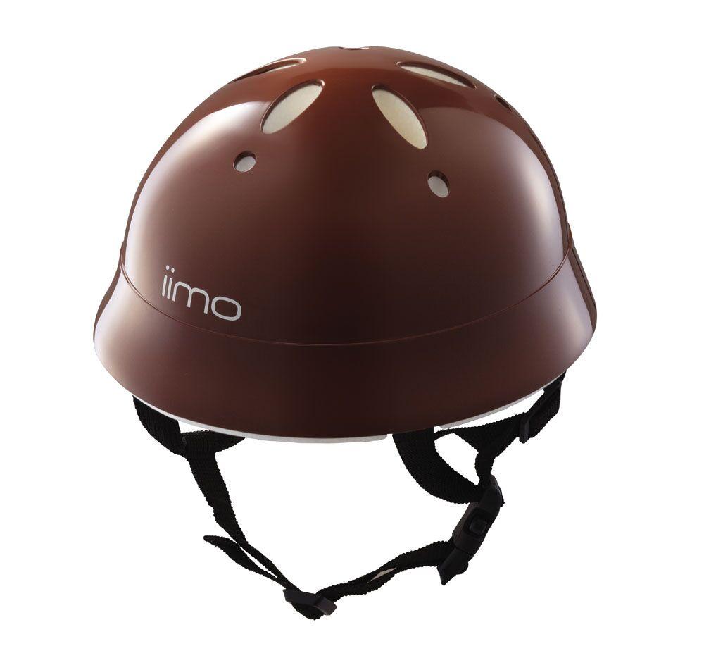 iimo Helmet for toddlers in Eternity Red and Comfort Brown, designed for safety and comfort, made in Japan.