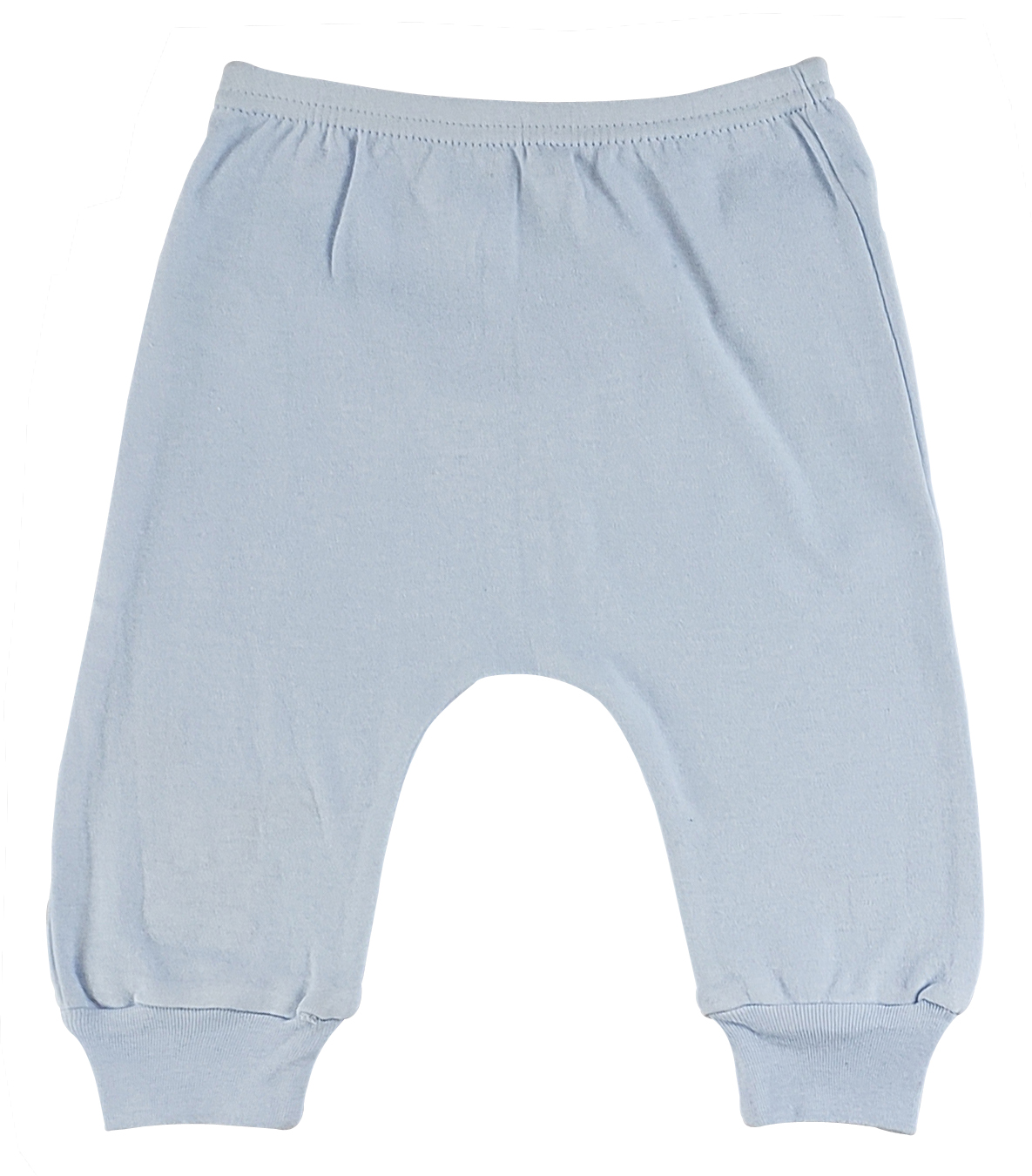 Infant blue jogger pants made of 100% cotton, featuring an elastic waistband and stylish design for active babies.