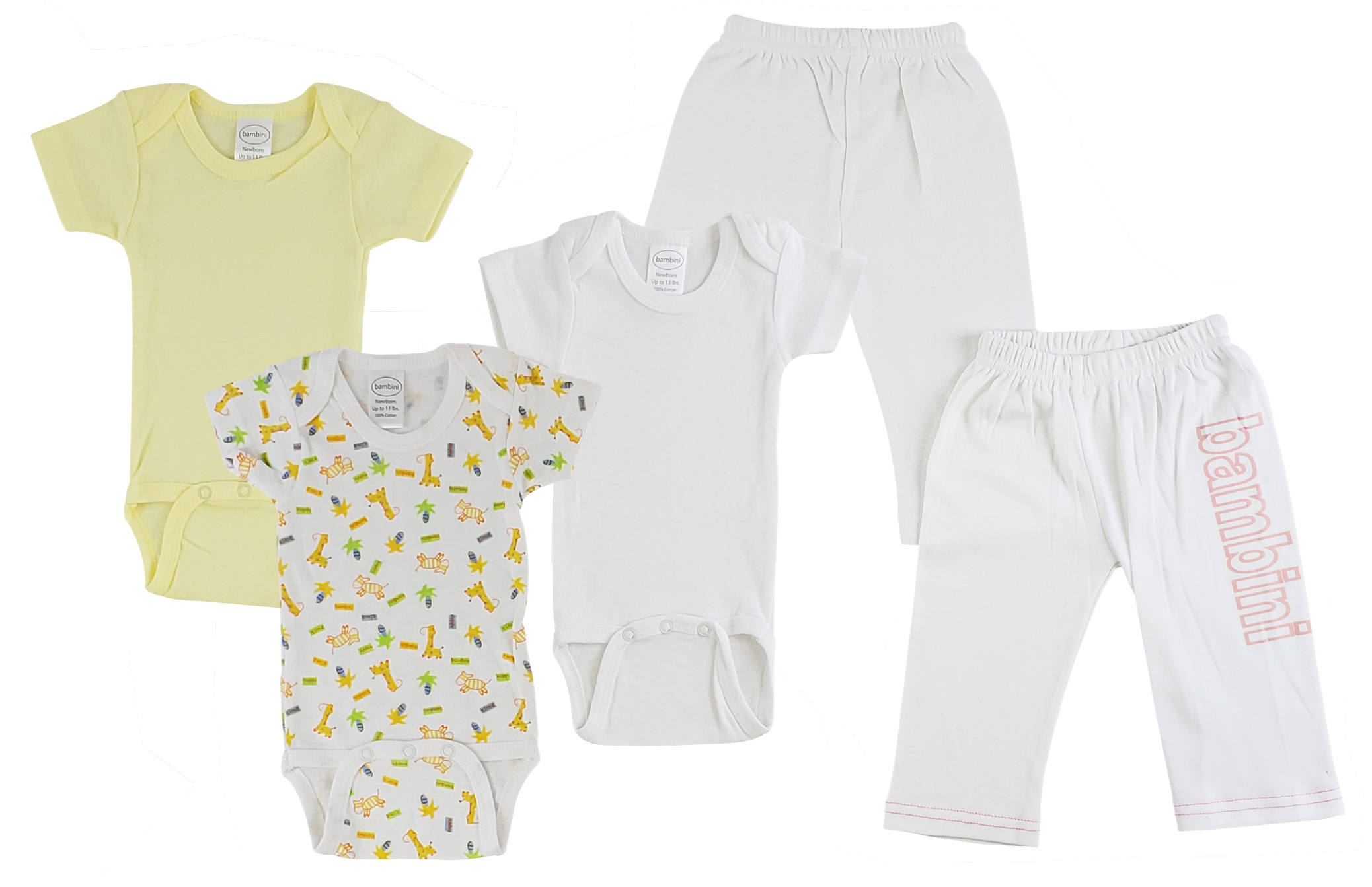 Infant Onezies and Track Sweatpants set in white, made from 100% cotton, featuring short sleeves and ribbed leg openings for a snug fit.