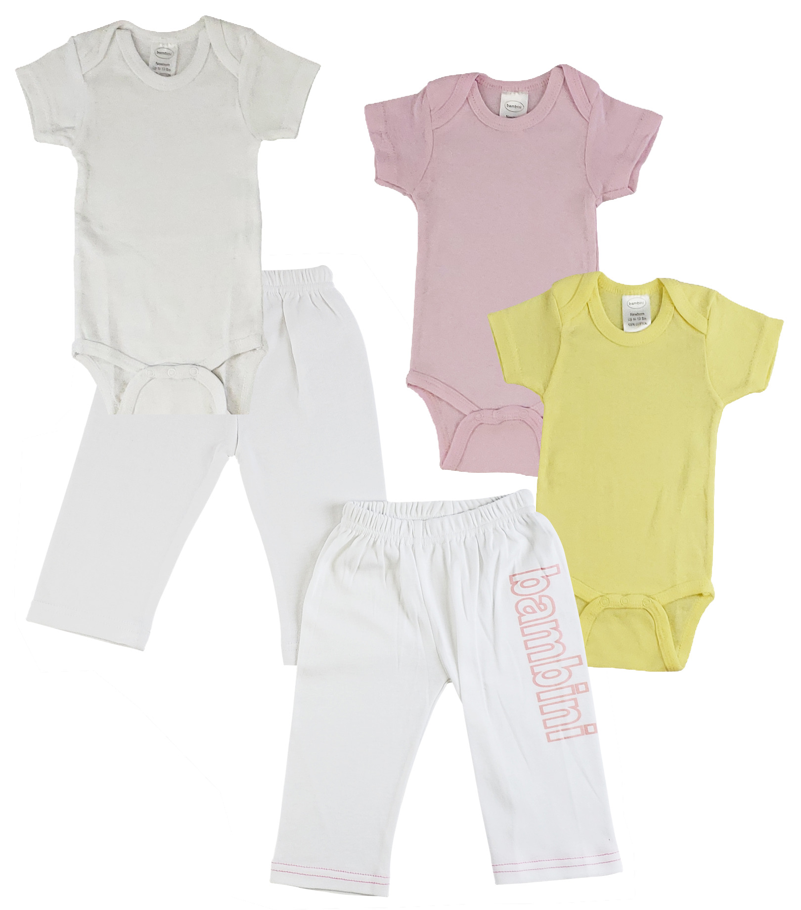 Infant Onezies and Track Sweatpants set in soft white cotton, featuring expandable neckline and front snap closure for easy dressing.