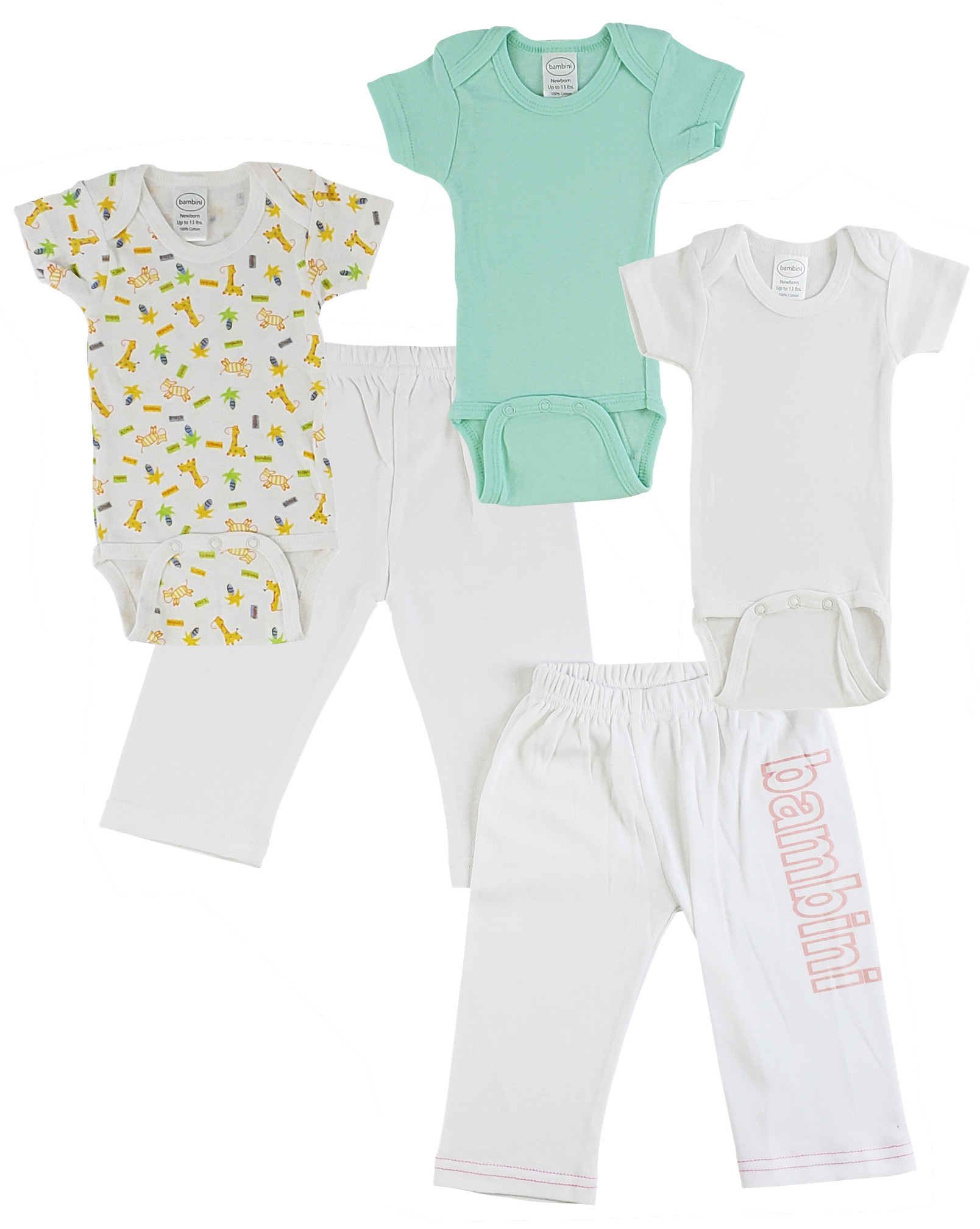 Infant Onezies and Track Sweatpants set in white cotton, featuring short sleeves and ribbed cuffs for a snug fit.