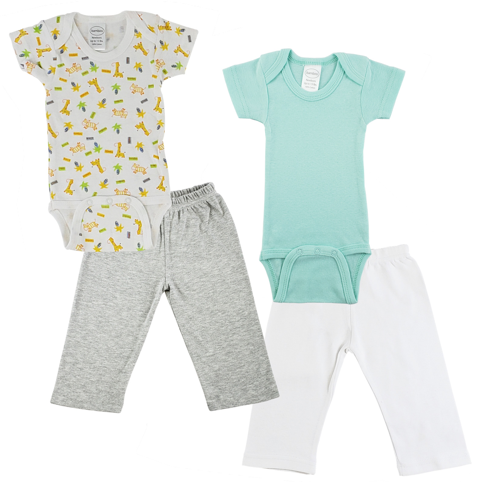 Infant Onezies and Track Sweatpants set in white and grey, showcasing soft cotton fabric and stylish design.