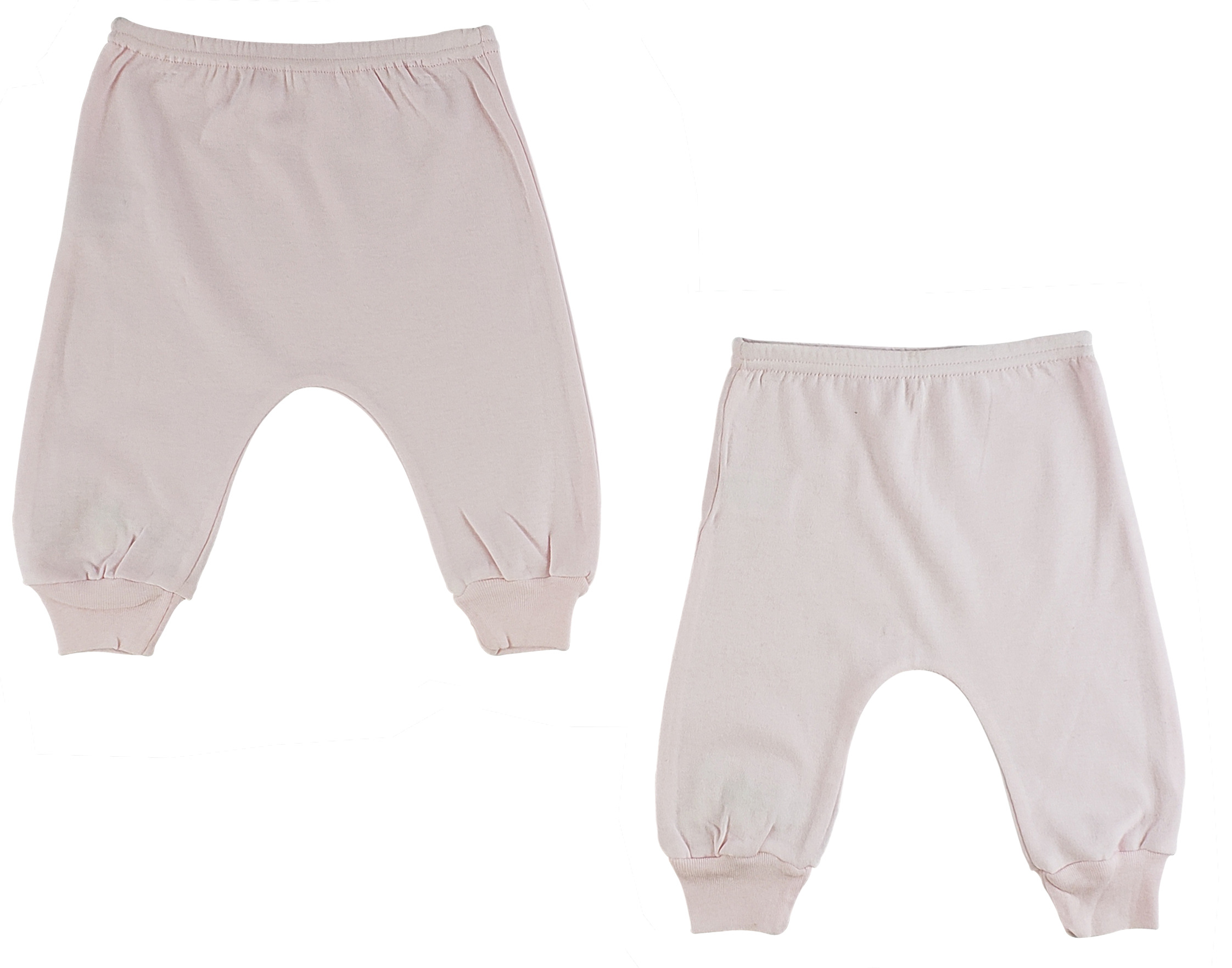 Two pairs of infant pink jogger pants made from soft cotton, perfect for babies.