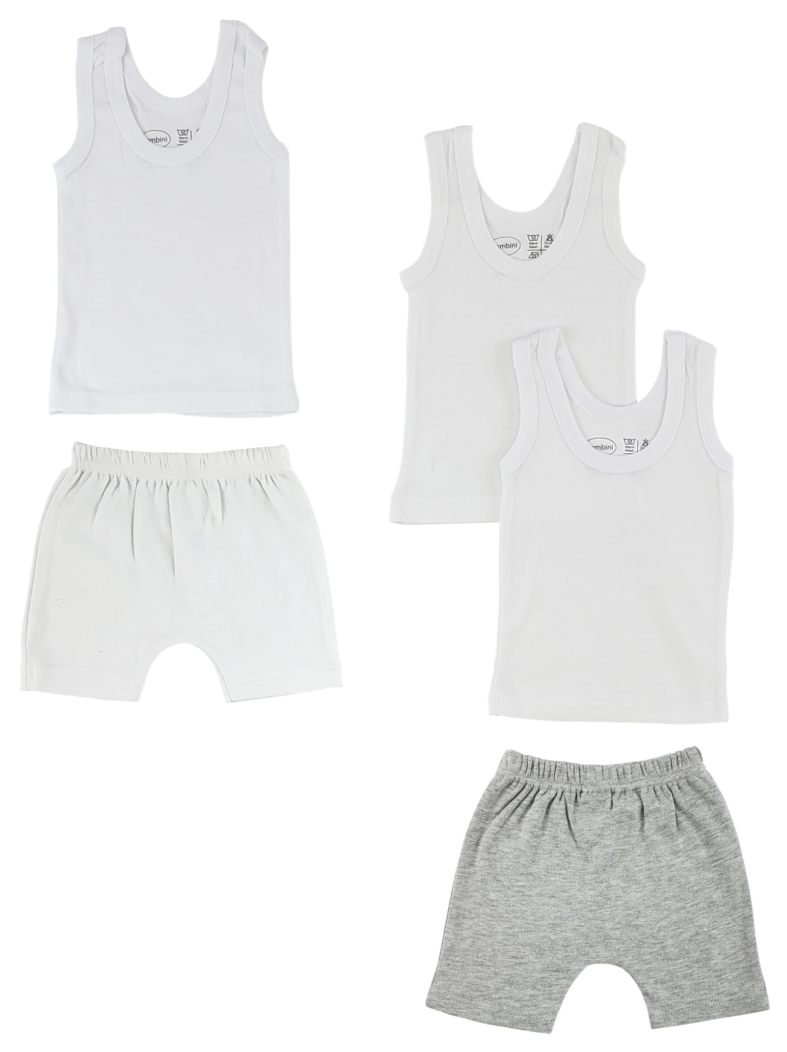 Infant tank tops and shorts set made from 100% cotton, featuring a sleeveless design and soft fabric, perfect for warm weather.