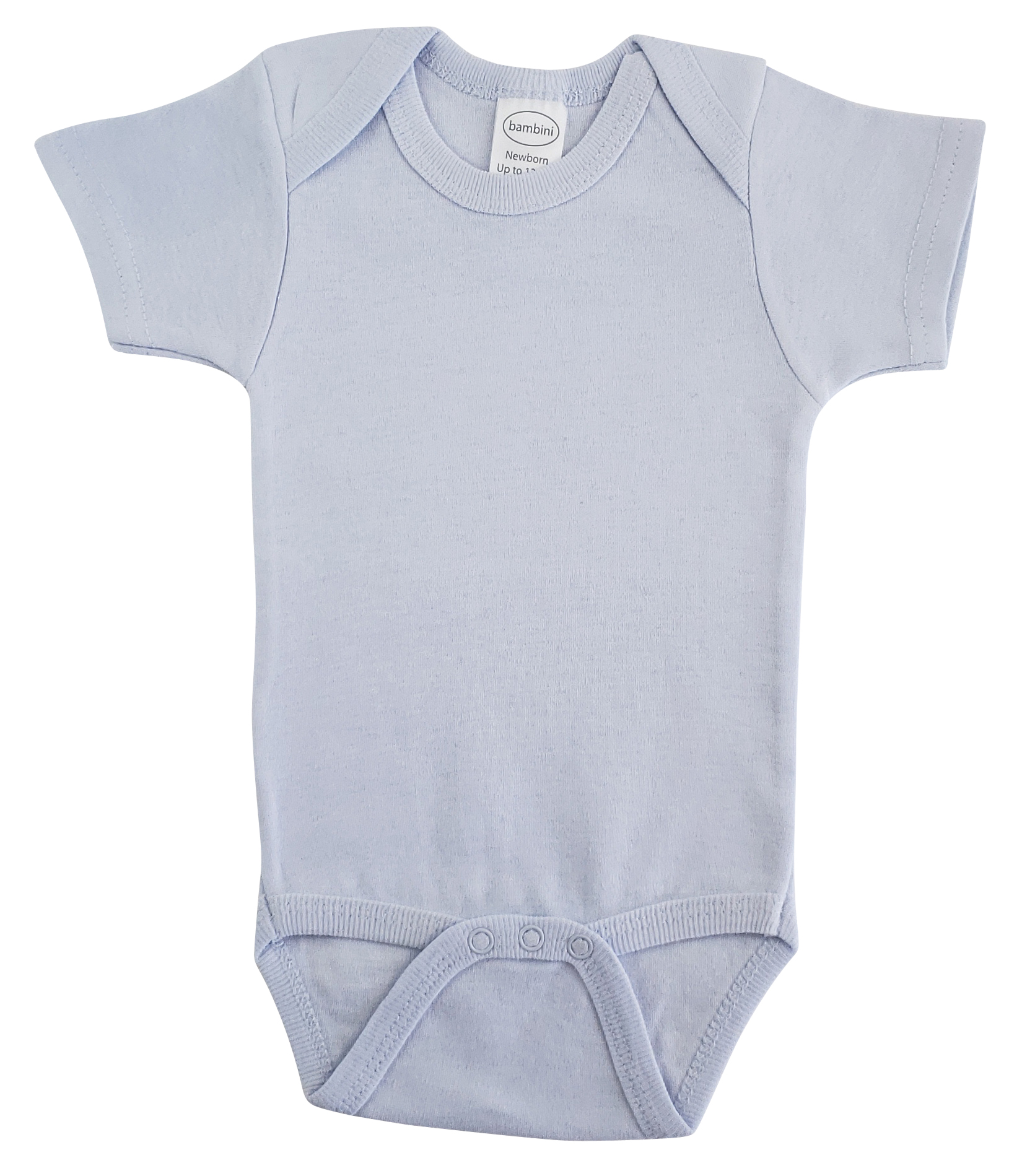 Interlock Blue Short Sleeve Onezie made of 100% cotton, featuring a vibrant blue color and short sleeves, perfect for babies.