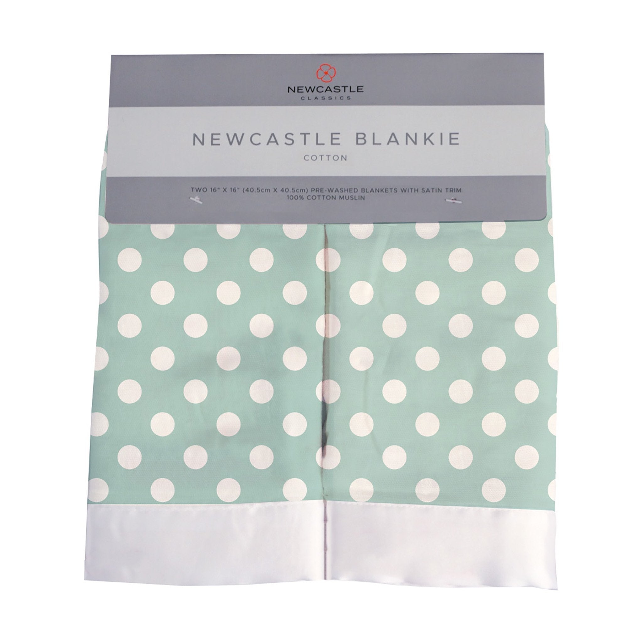 Jade Polka Dot Cotton Muslin Security Baby Blankie, soft and cuddly, perfect for comforting babies with a stylish design.