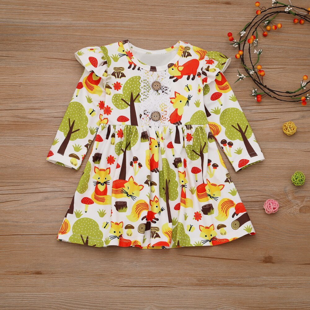 Children's dress with fox pattern.