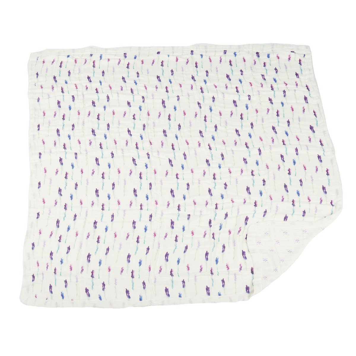 Lavender and Lavender Flower Bamboo Muslin Newcastle Blanket, showcasing its soft texture and floral design, perfect for kids.