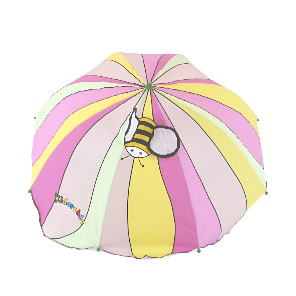 A colorful Lotus Flower Umbrella designed for children, featuring a fun lotus handle and lightweight nylon material, perfect for rainy days.