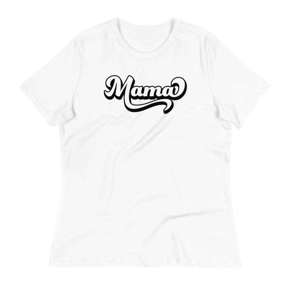 Mama Retro T-Shirt in soft cotton fabric, featuring a relaxed fit and crew neck design, perfect for casual or business casual outfits.