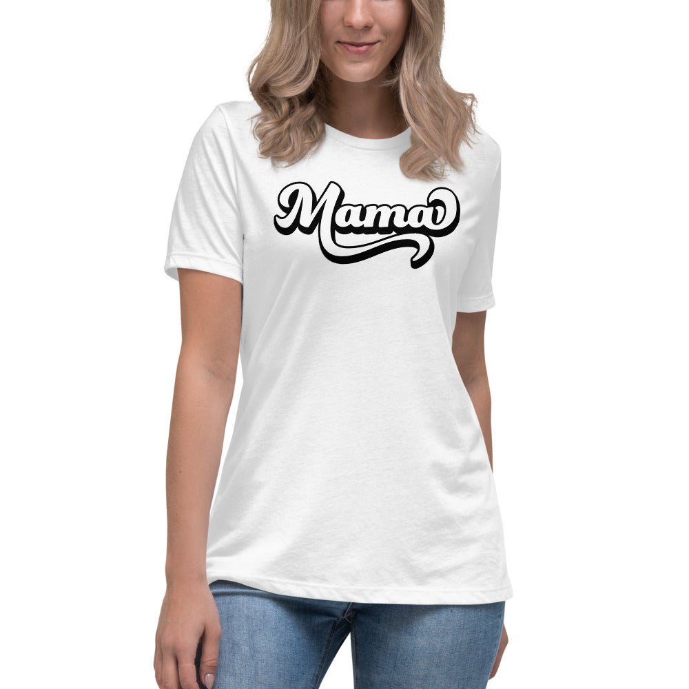 Mama Retro T-Shirt in soft cotton fabric, featuring a relaxed fit and crew neck design, perfect for casual or business casual outfits.