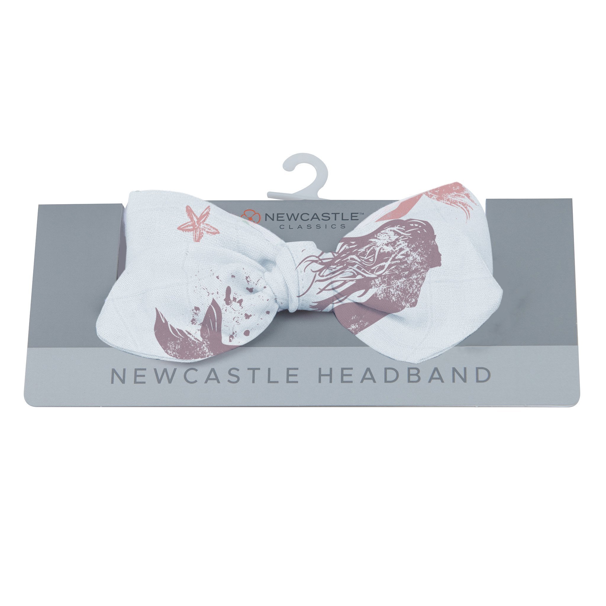 A soft and stylish Mermaids Bamboo Baby Headband featuring a whimsical mermaid design, made from 100% bamboo material.