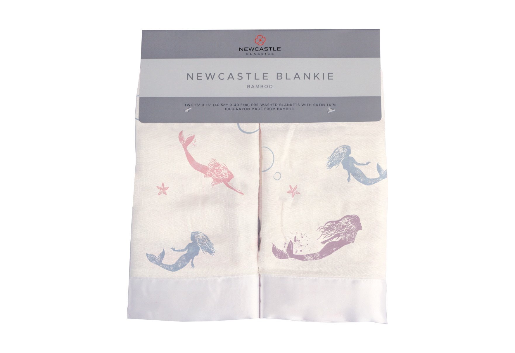 Mermaids Newcastle Blankie made from soft bamboo muslin, featuring a cozy design perfect for children.