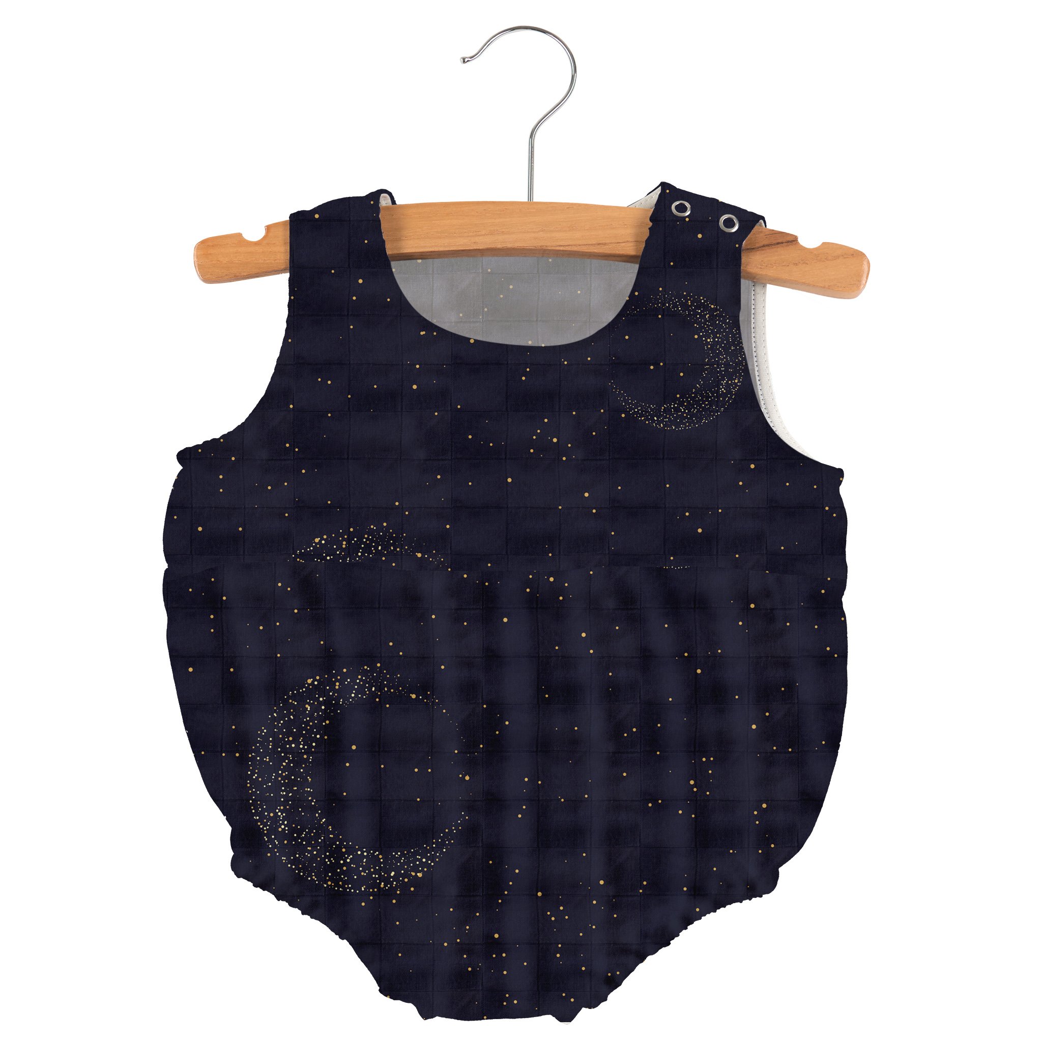 Midnight Moon Bamboo Newcastle Mini Bubble in soft bamboo muslin, featuring snaps for easy diaper changes and a stylish design.