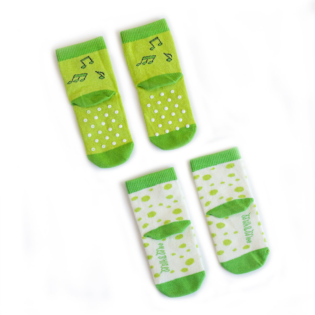 Milk&Moo Cacha Frog und Baby Sangaloz Socken Set für Babys, 4-teilig, mit rutschfesten Sohlen, ideal für aktive Kleinkinder.