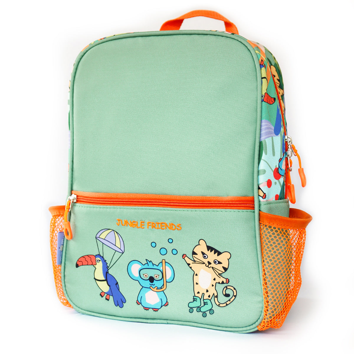 Milk&Moo Jungle Collection Kinder Rucksack in grün mit Dschungelfiguren, ideal für den Kindergarten.