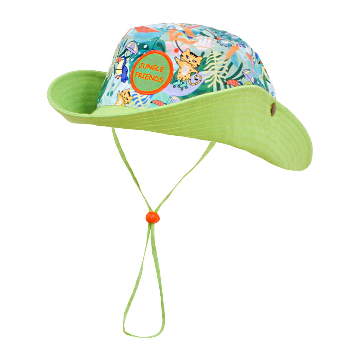 Milk&Moo Jungle Friends Kinder Fischerhut aus atmungsaktivem Polyester mit breiter Krempe und verspieltem Tiermuster, ideal für sonnige Tage.