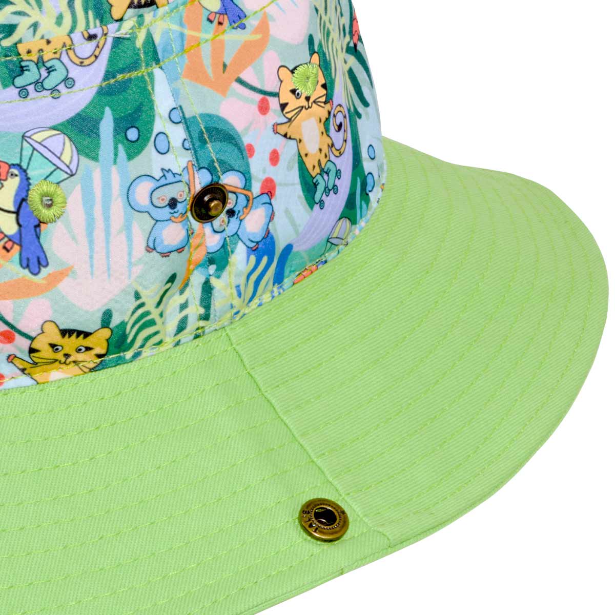 Milk&Moo Jungle Friends Kinder Fischerhut aus atmungsaktivem Polyester mit breiter Krempe und verspieltem Tiermuster, ideal für sonnige Tage.