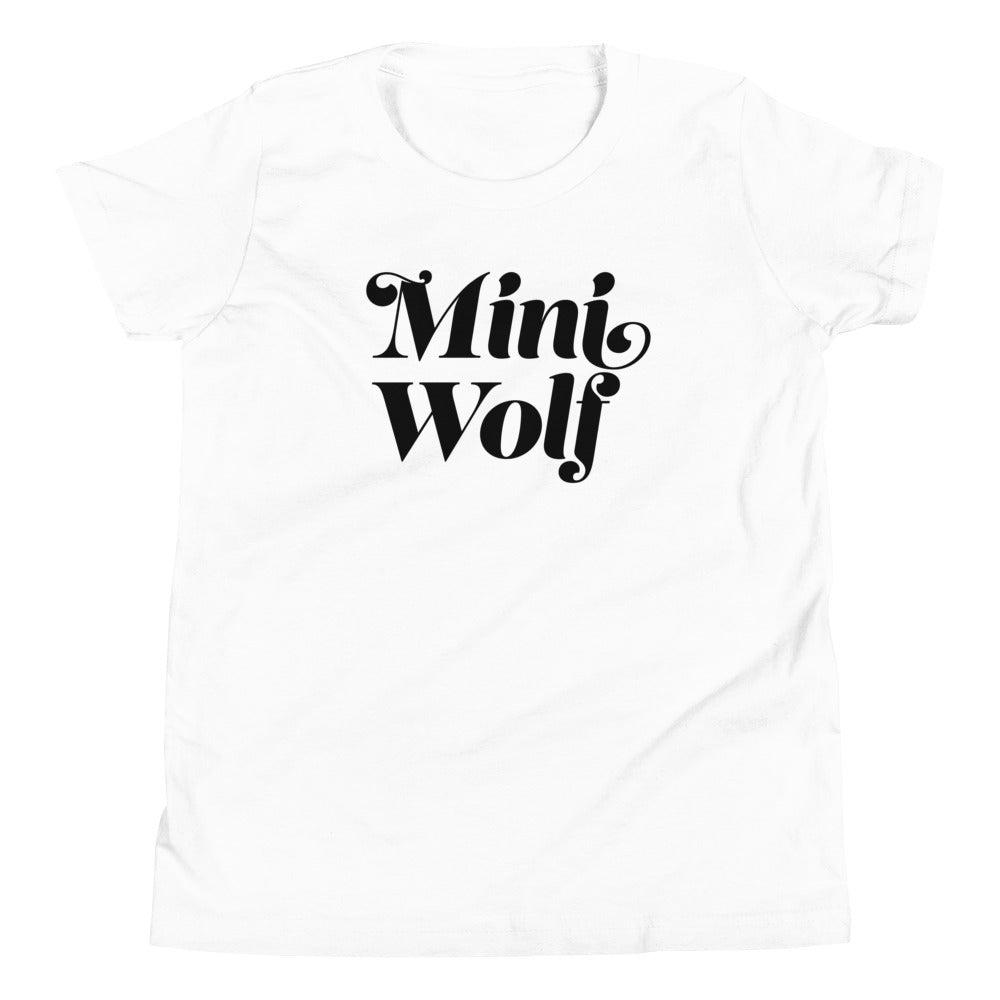 A soft cotton Mini Wolf Shirt for kids featuring a playful wolf graphic, perfect for outdoor adventures.