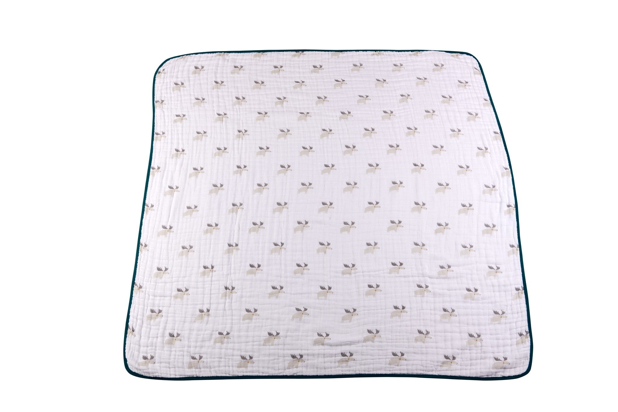 Mister Moose and Forest Arrow Cotton Muslin Newcastle Blanket featuring a cute moose design, perfect for kids.