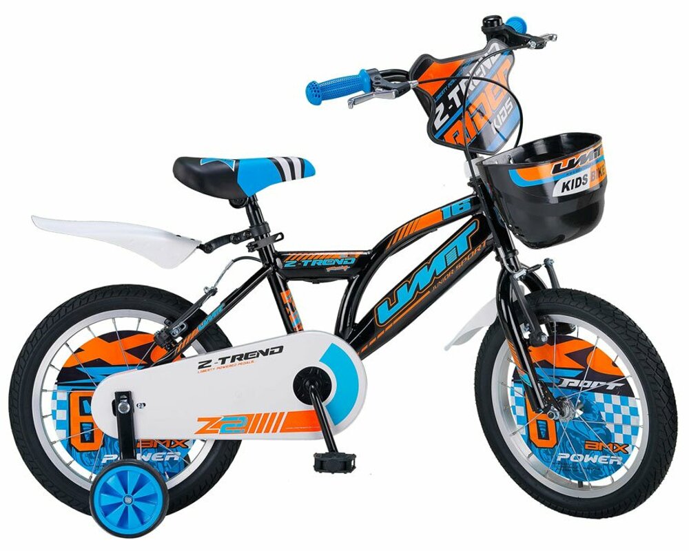 Ümit 1602 Bicycle Z Trend Kinderfahrrad featuring a sturdy steel frame, front basket, and vibrant design for young riders.