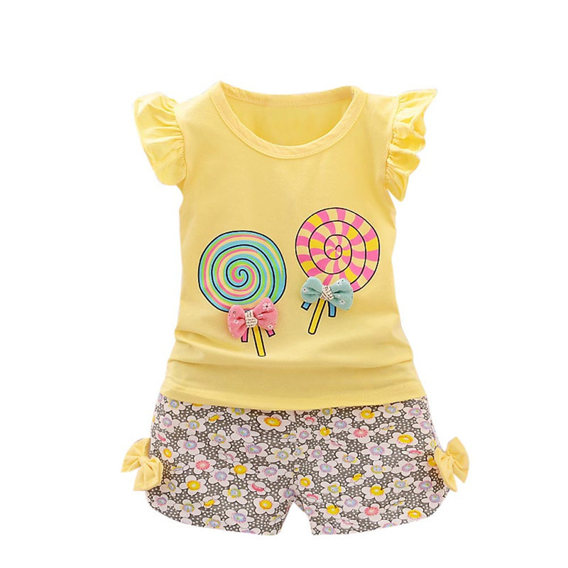 Yellow lollipop-themed children's outfit.