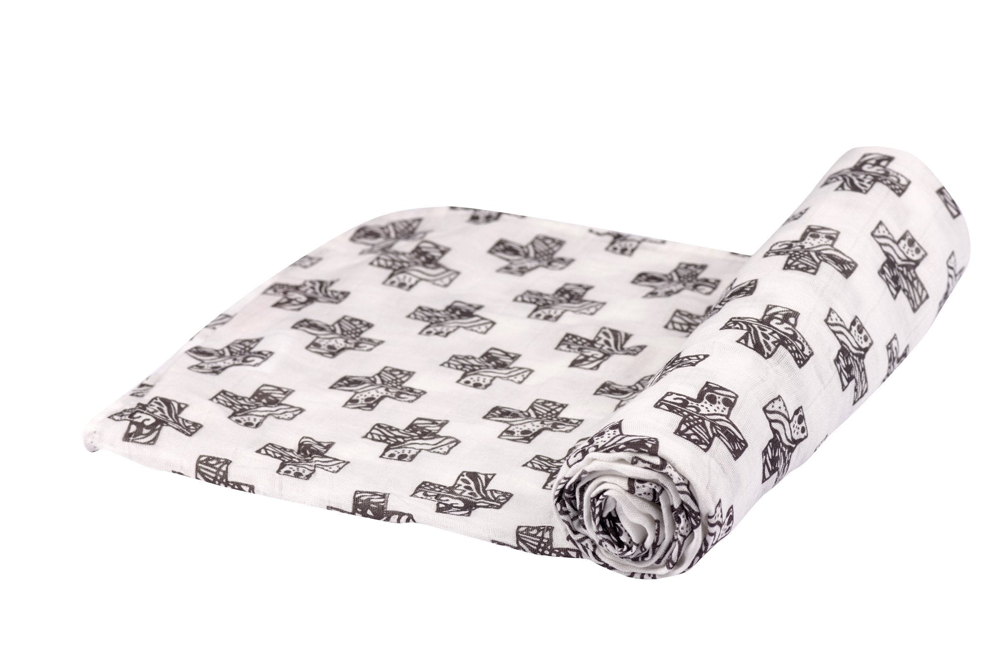 Nordic Stamp Bamboo Muslin Swaddle in a soft, breathable design, showcasing its generous size and natural bamboo fabric.