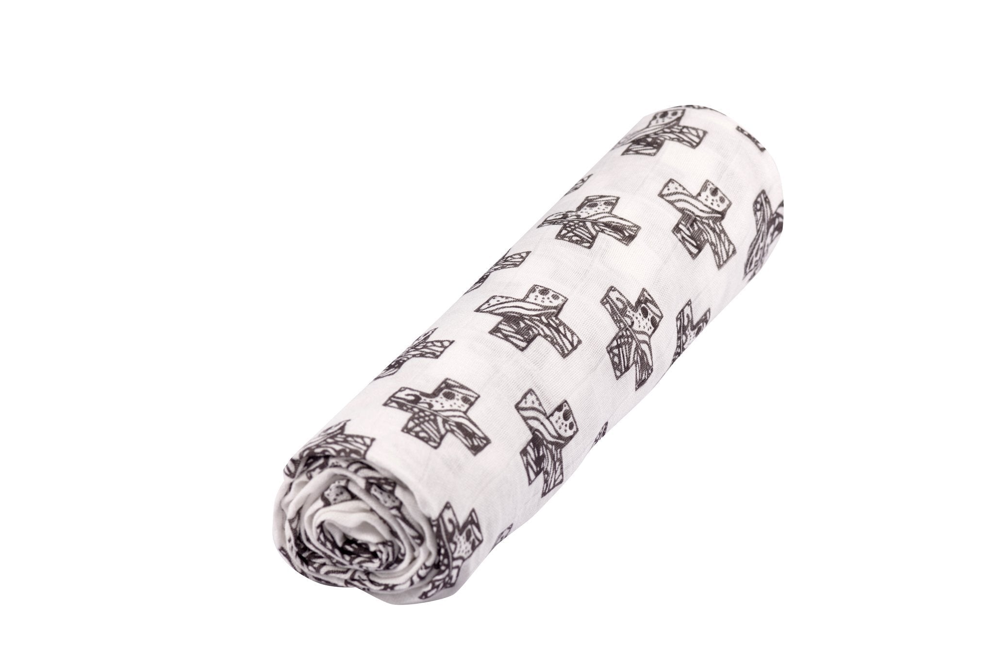 Nordic Stamp Bamboo Muslin Swaddle in a soft, breathable design, showcasing its generous size and natural bamboo fabric.