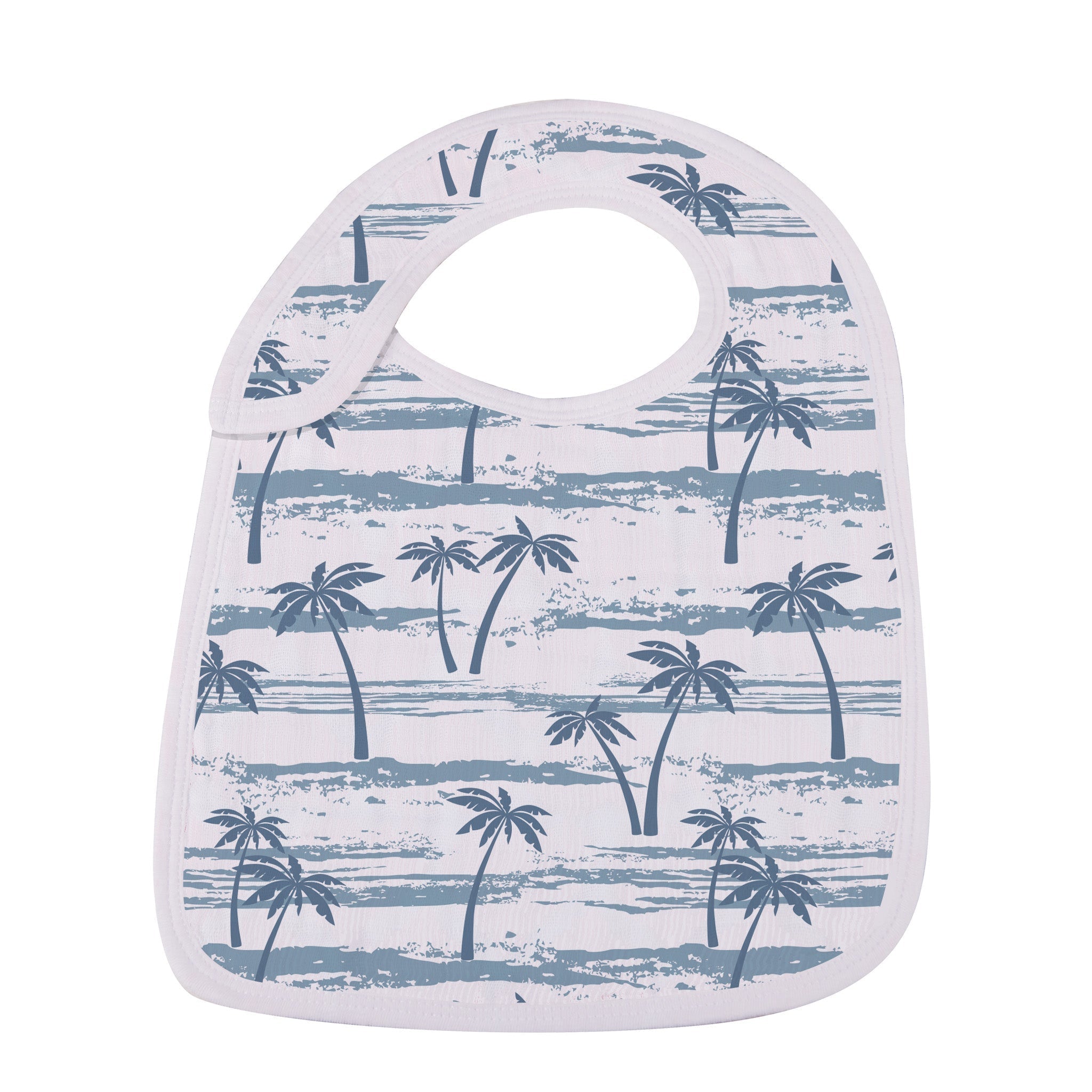 Ocean Tides Bamboo Snap Bibs in soft natural bamboo muslin, featuring three adjustable snaps for a perfect fit, ideal for feeding and teething.