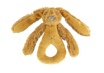 Ochre Rabbit Richie Rattle by Happy Horse, soft and cuddly with a gentle rattling sound, perfect for infants.