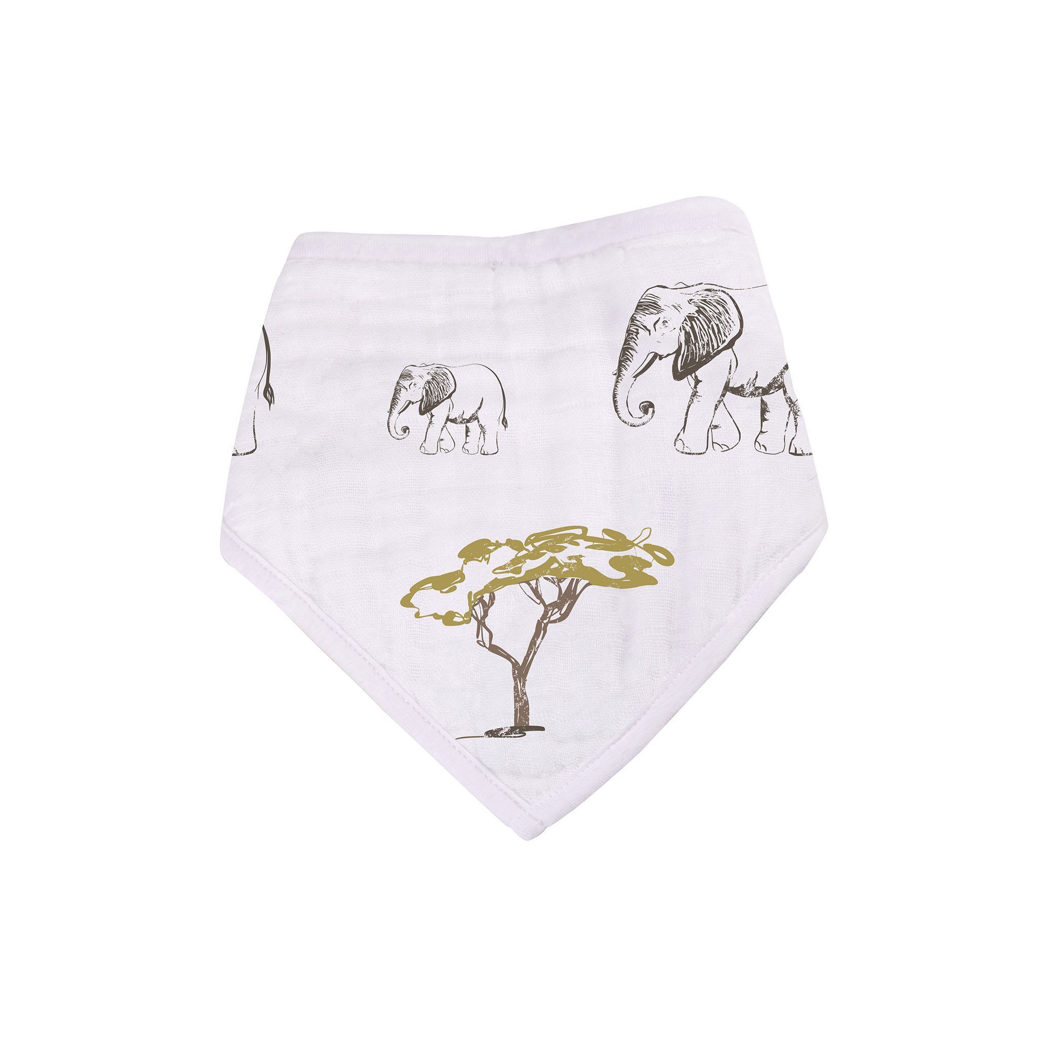 Set of four On The Savannah Bamboo Bandana Bibs in stylish designs, made from soft and absorbent bamboo fabric, featuring snap closures.