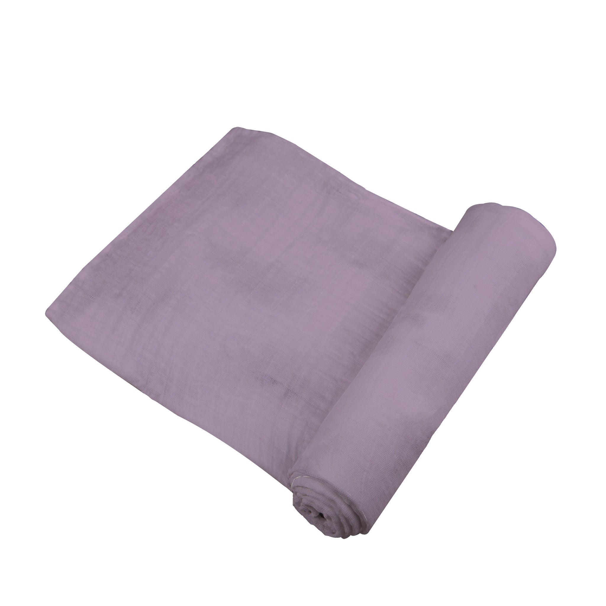 Orchid Lavender Swaddle made from 100% natural cotton muslin, featuring a soft lavender color and generous size for versatile use.