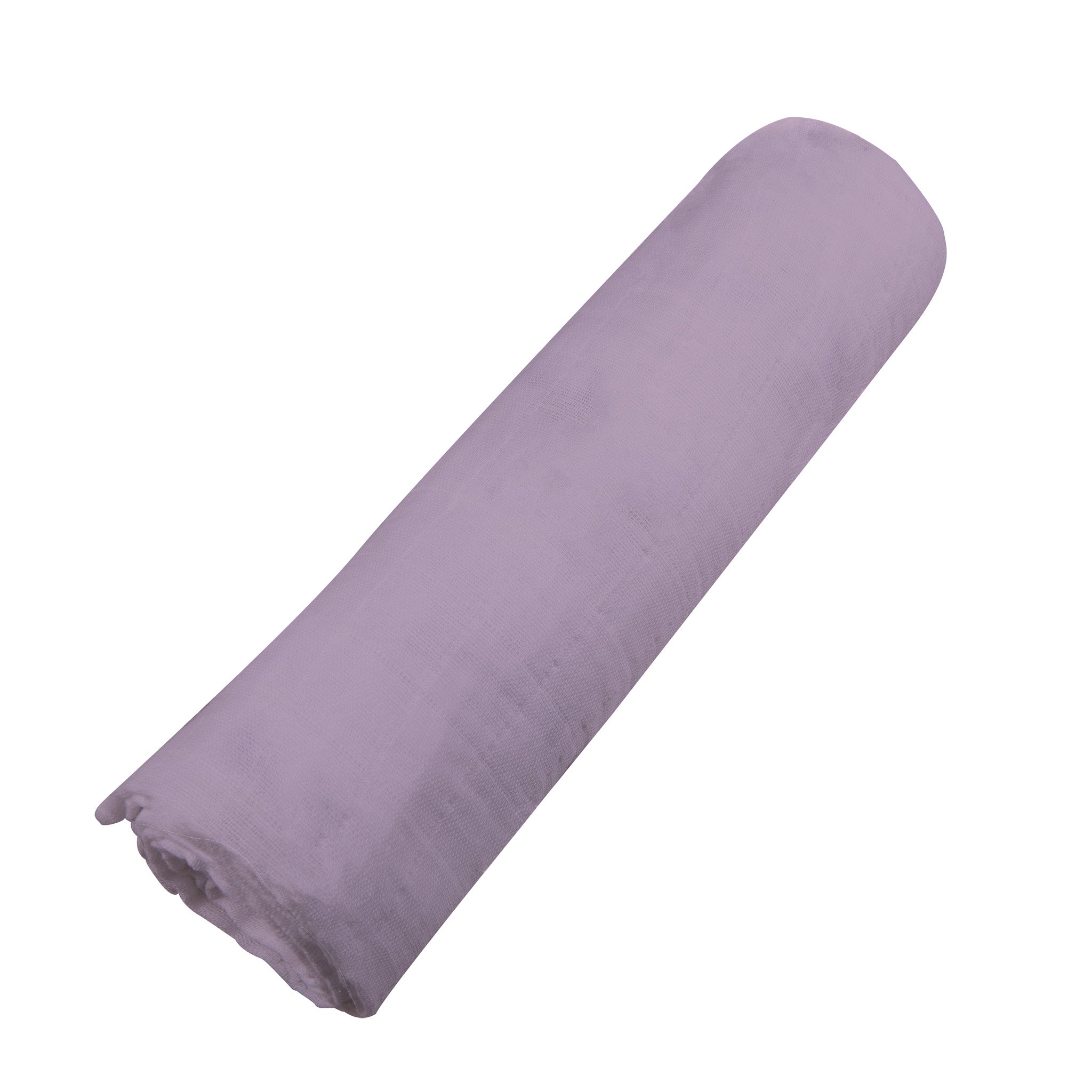 Orchid Lavender Swaddle made from 100% natural cotton muslin, featuring a soft lavender color and generous size for versatile use.